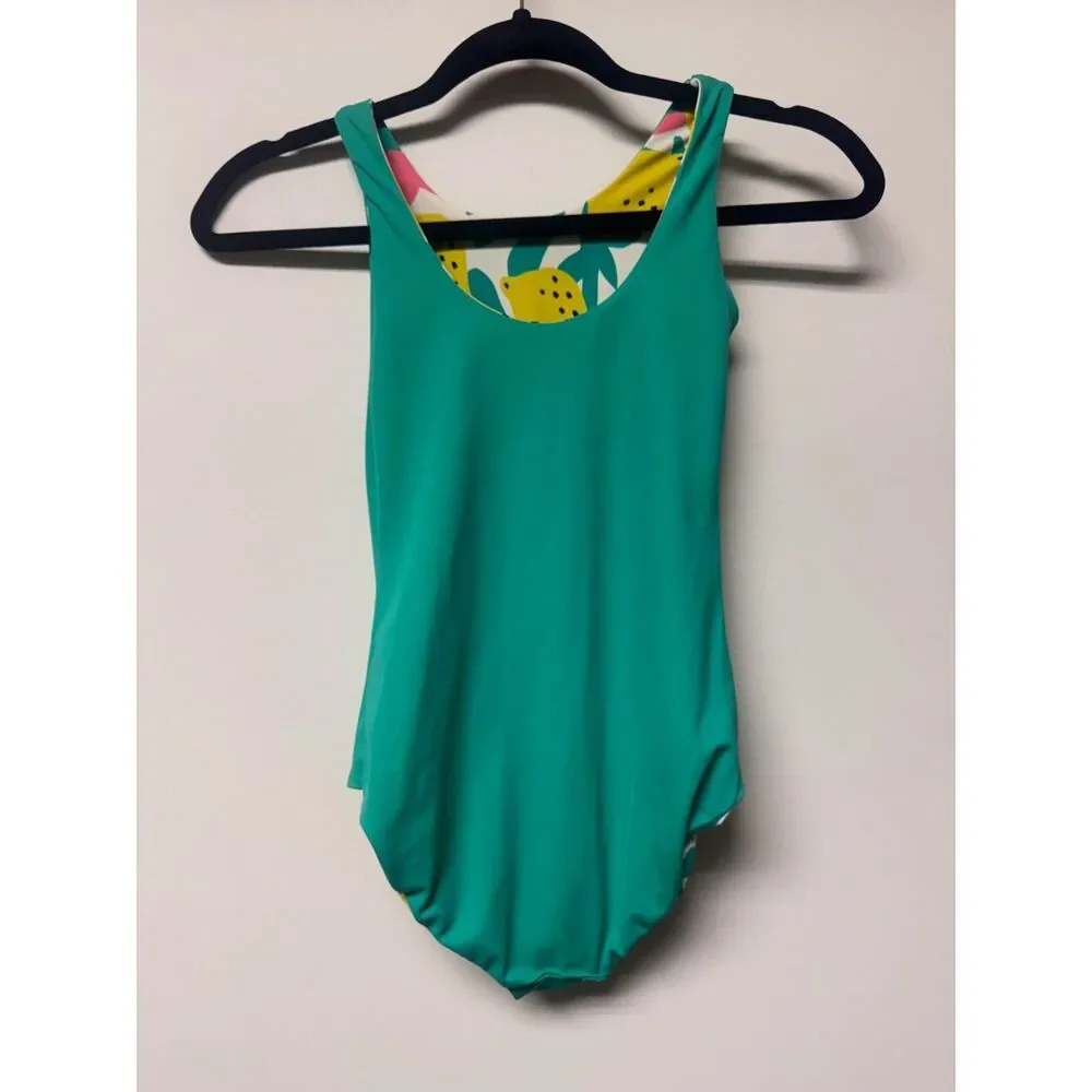 HANNA ANDERSSON Reversible Lemon One-Piece Swimsuit, Sz 120 cm (6-7)